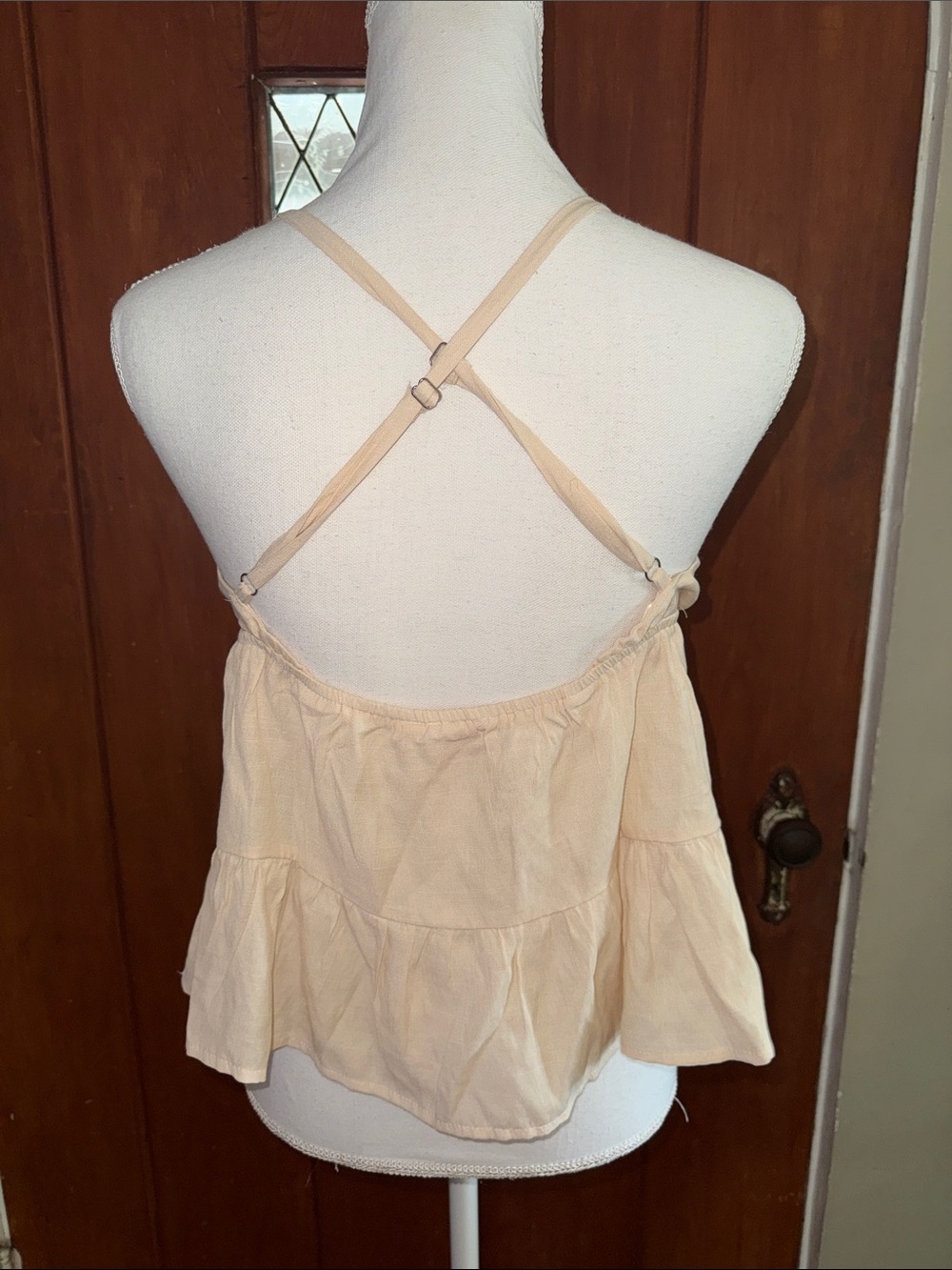 GLG Cream Spaghetti-Strap Ruffle Tank Top - Picture 4 of 5